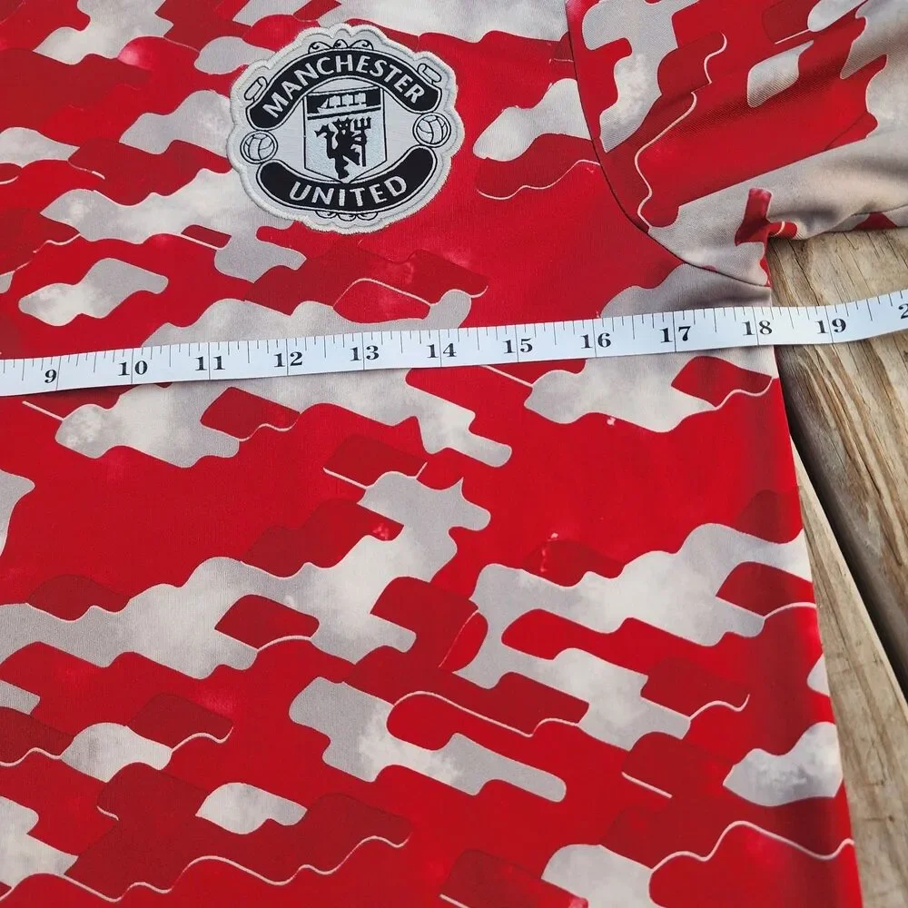Mens Adidas Manchester United Trainning Soccer Jersey Sz S Red Camo Print 28
